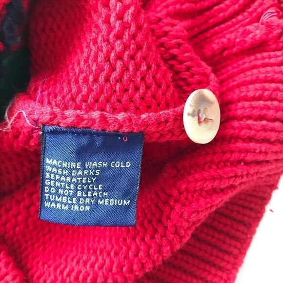 Vintage BABygap red knit argyle cardigan EUC M(8-9Y) - Picture 7 of 9